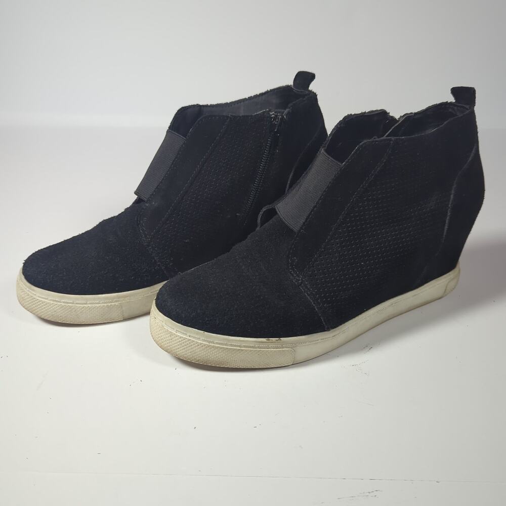 Steve Madden Wavery Black Suede Hidden Wedge High Top Sneakers Y2K 9